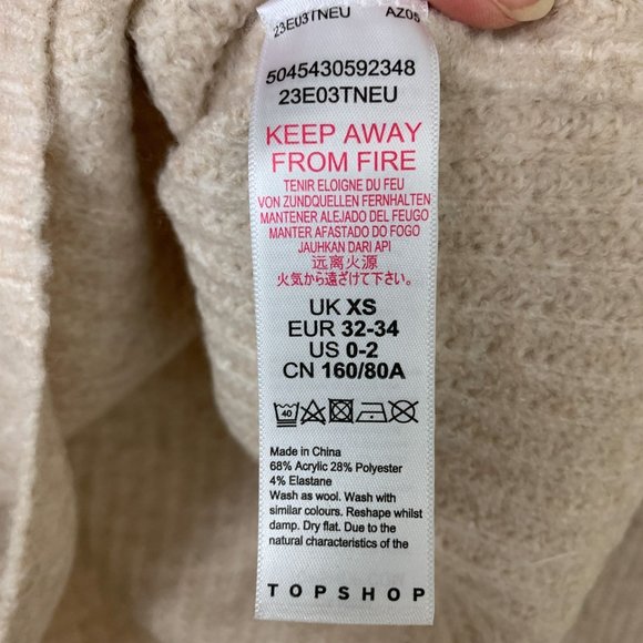 TOPSHOP crop balloon sleeve oatmeal sweater XS - Picture 3 of 6